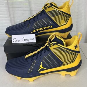 Nike‎ Jordan 3 Force Savage Michigan Wolverines Navy Football Cleats Size 16